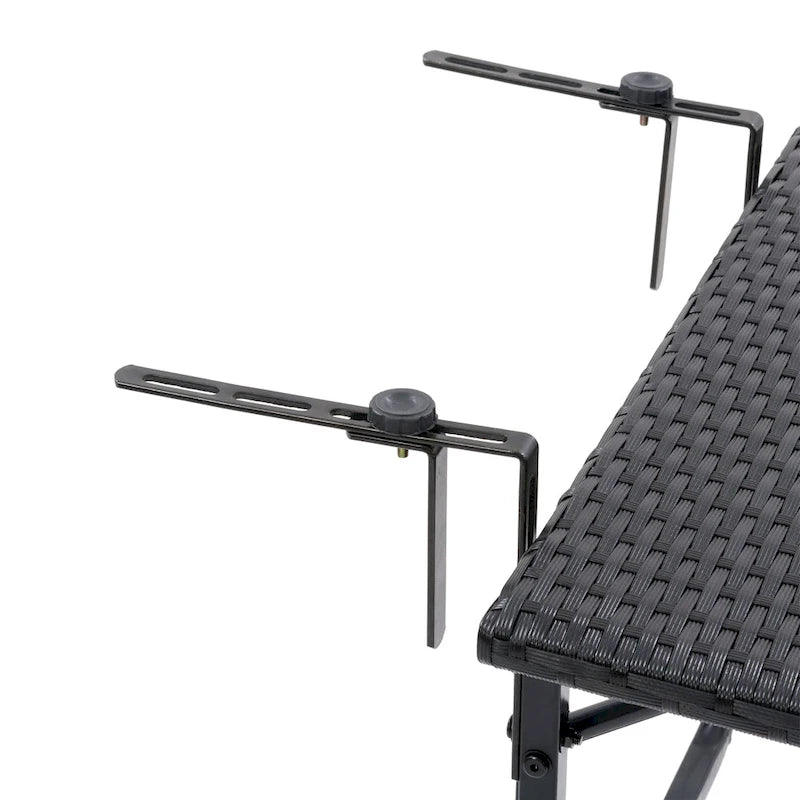 CorLiving Parksville Black Rattan Foldable Balcony Table