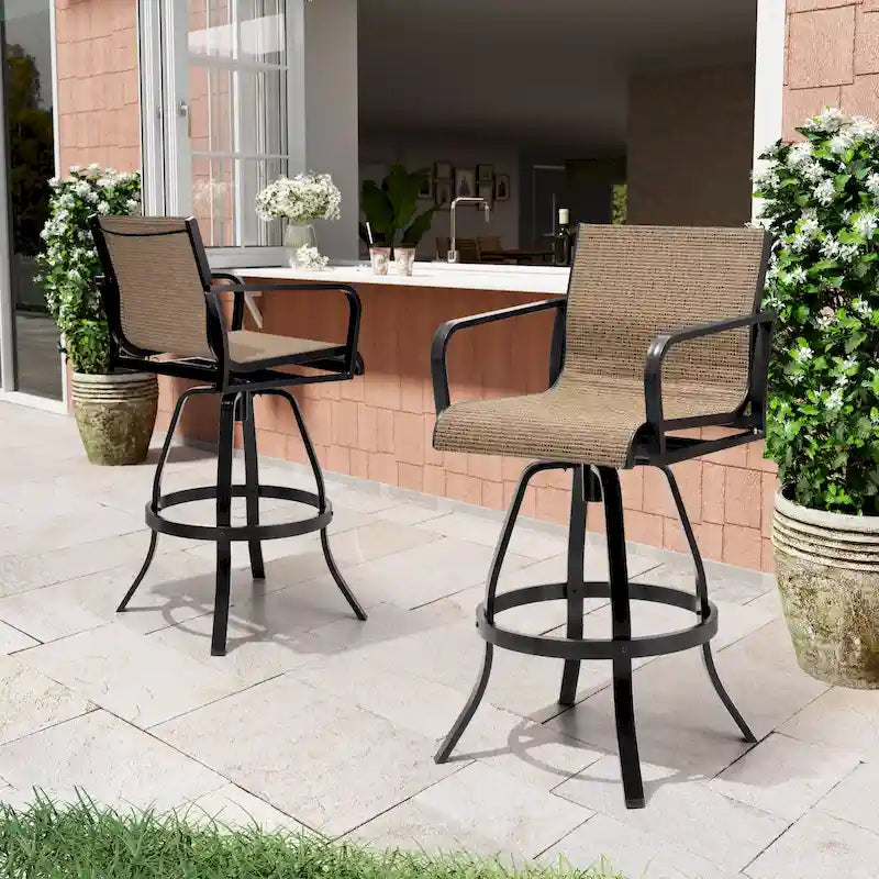 VredHom Outdoor Aluminum Swivel Bar Stools (Set of 2)