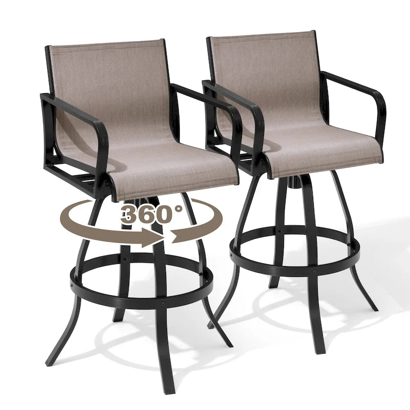 VredHom Outdoor Aluminum Swivel Bar Stools (Set of 2)