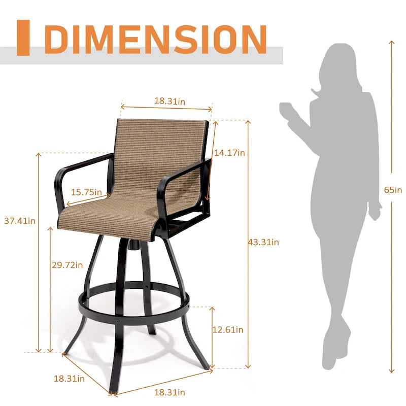 VredHom Outdoor Aluminum Swivel Bar Stools (Set of 2)