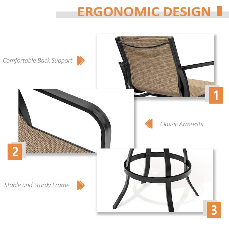 VredHom Outdoor Aluminum Swivel Bar Stools (Set of 2)