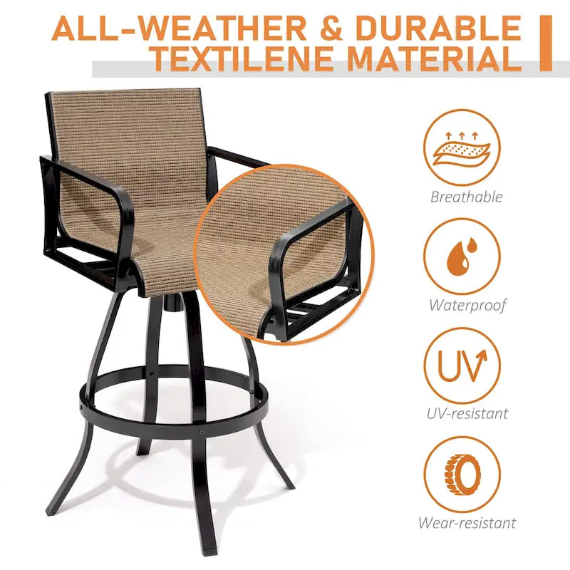 VredHom Outdoor Aluminum Swivel Bar Stools (Set of 2)