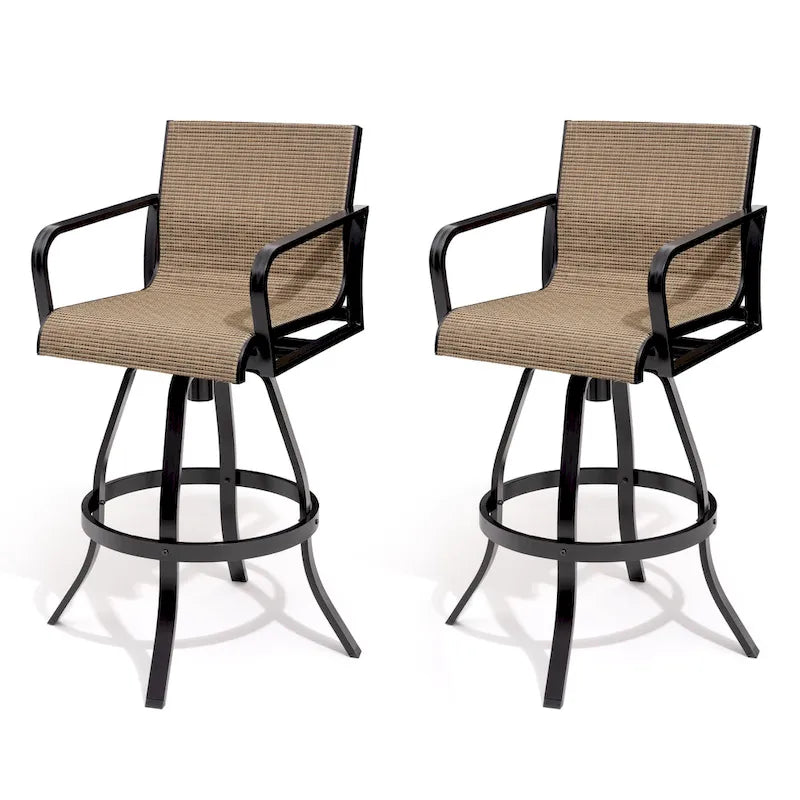 VredHom Outdoor Aluminum Swivel Bar Stools (Set of 2)
