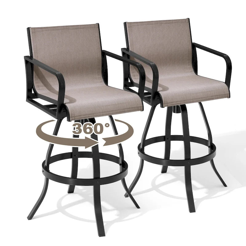 VredHom Outdoor Aluminum Swivel Bar Stools (Set of 2)
