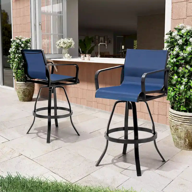 VredHom Outdoor Aluminum Swivel Bar Stools (Set of 2)