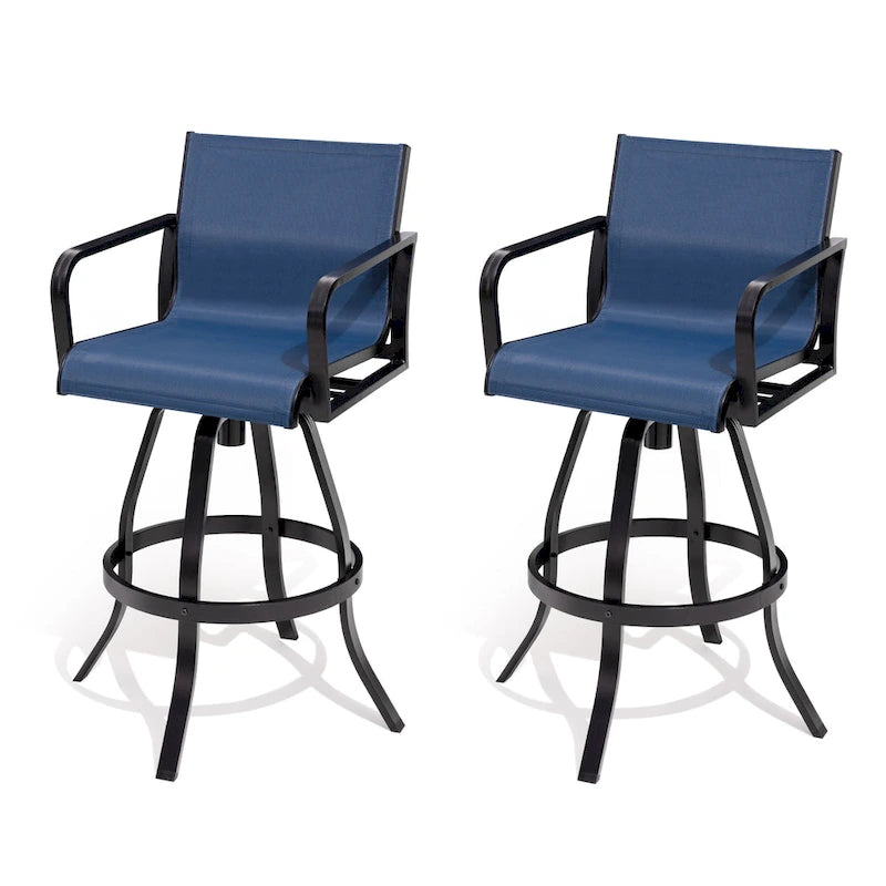 VredHom Outdoor Aluminum Swivel Bar Stools (Set of 2)