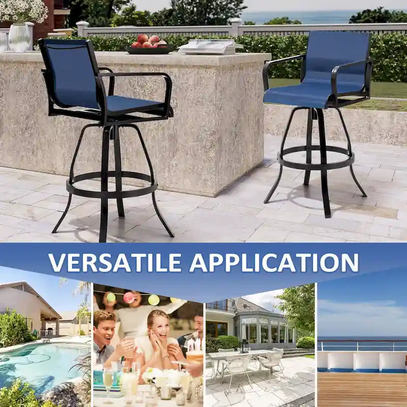 VredHom Outdoor Aluminum Swivel Bar Stools (Set of 2)