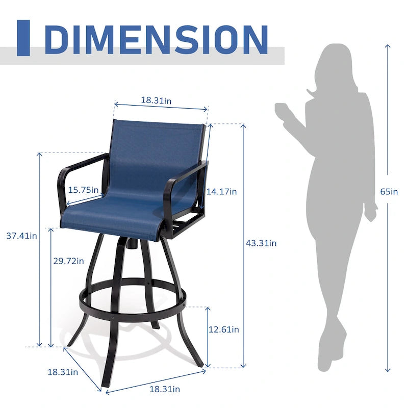 VredHom Outdoor Aluminum Swivel Bar Stools (Set of 2)