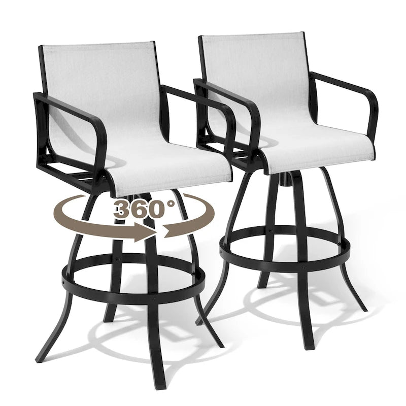VredHom Outdoor Aluminum Swivel Bar Stools (Set of 2)