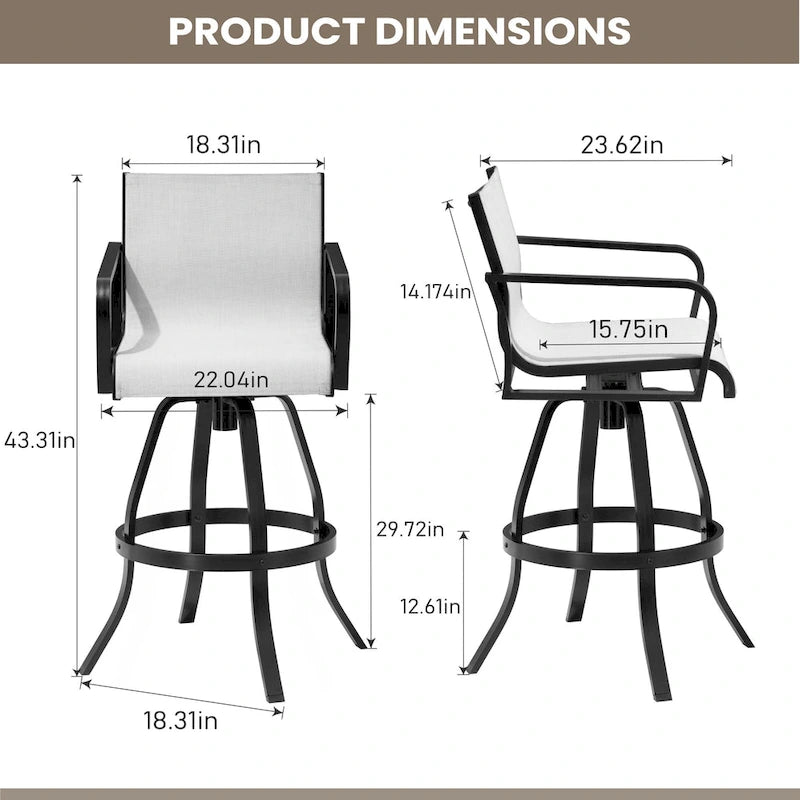 VredHom Outdoor Aluminum Swivel Bar Stools (Set of 2)