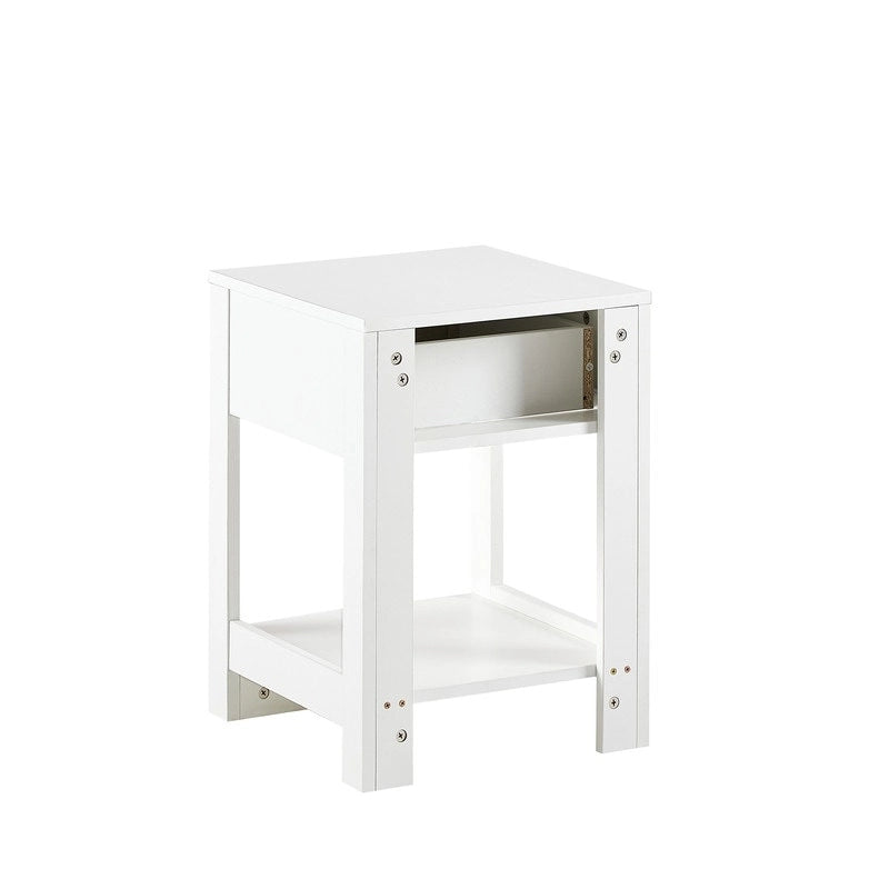 Square Rattan & MDF Nightstand with Storage Drawer – Rustic Brown / Black / Natural / White