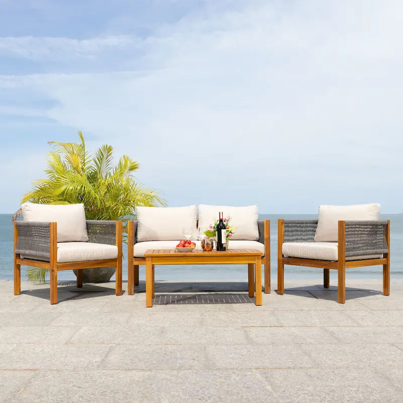 SAFAVIEH Outdoor Hilda 4-Piece Patio Living Set - 49Wx26Dx25H