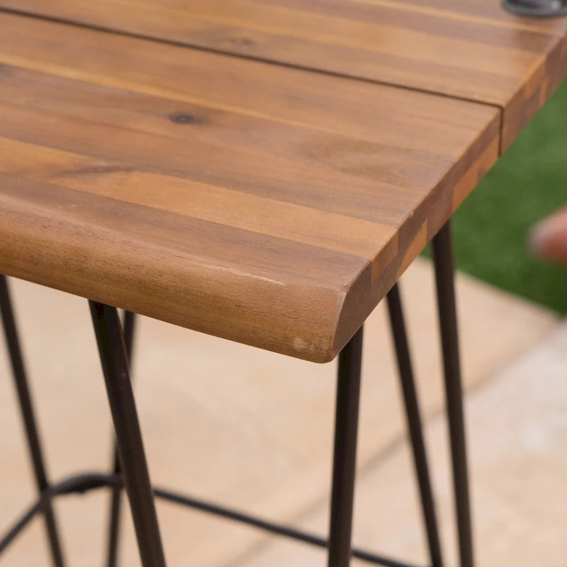 Denali Outdoor Industrial Wood Bar Stool (Set of 2) by Christopher Knight Home