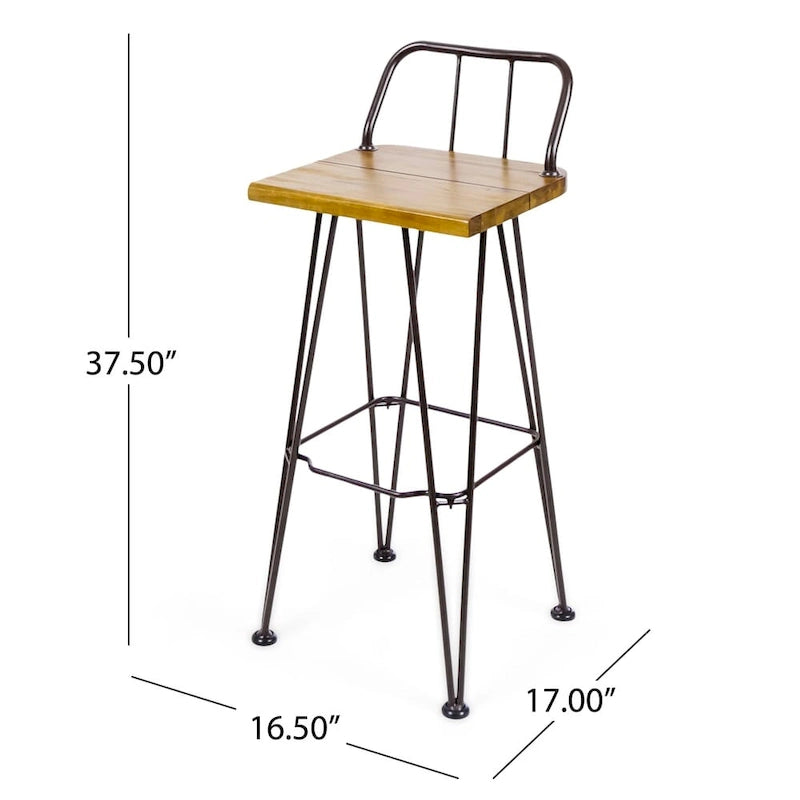 Denali Outdoor Industrial Wood Bar Stool (Set of 2) by Christopher Knight Home