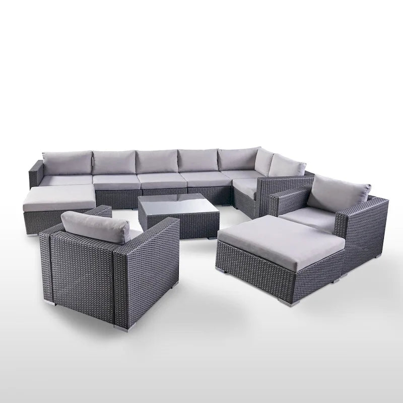 Santa Rosa Outdoor 8 Seater Wicker Sectional Sofa Set by Christopher Knight Home