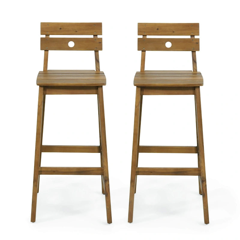 Ashlyn Outdoor Acacia Wood Stool (Set of 2) by Christopher Knight Home - 17.00  L x 20.25  W x 40.50  H