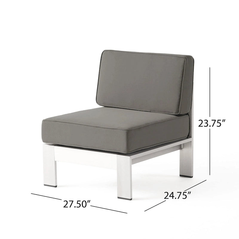Cape Coral Outdoor Modern 9 Seater Aluminum U-Shaped Sofa Sectional Set with Ottoman by Christopher Knight Home