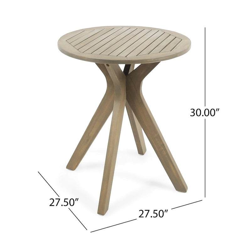 Stamford Outdoor 3 Piece Acacia Wood Bistro Set with Cross Legged Bistro Table by Christopher Knight Home