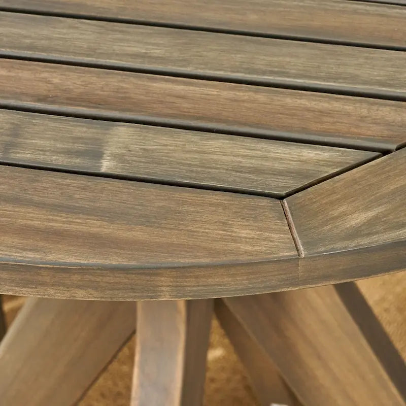 Stamford Outdoor 3 Piece Acacia Wood Bistro Set with Cross Legged Bistro Table by Christopher Knight Home