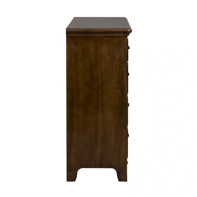 9-Drawer Rubberwood Dresser with Beveled Mirror – Tobacco / Dark Brown