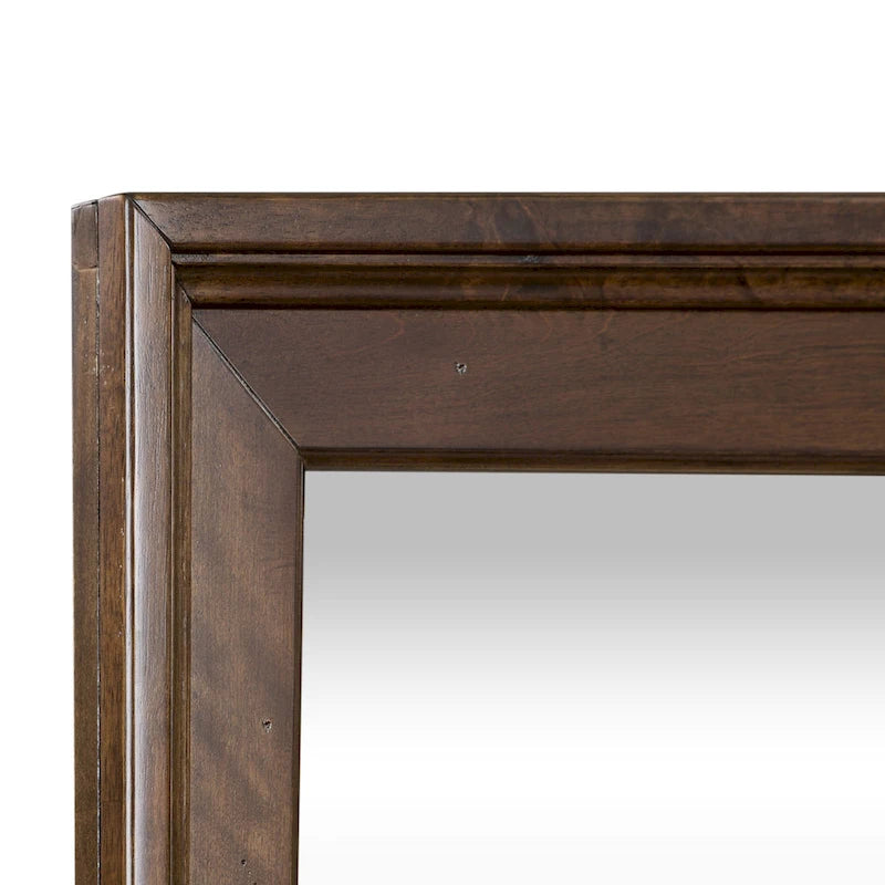 9-Drawer Rubberwood Dresser with Beveled Mirror – Tobacco / Dark Brown