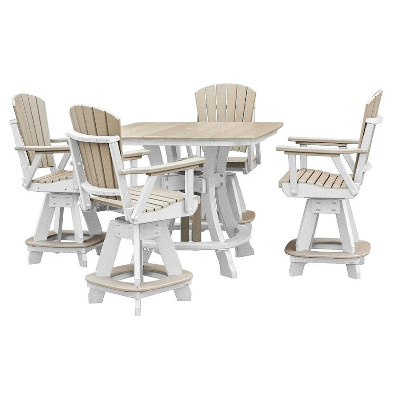 OS Home and Office Model Counter Height Square Table in Weatherwood with White Base - N/A