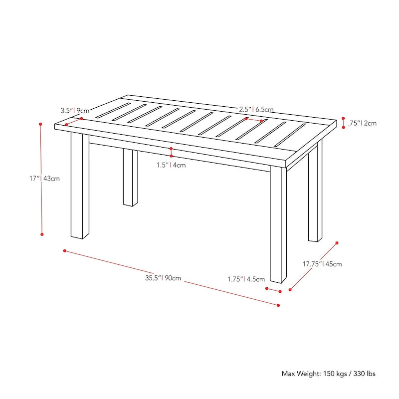 CorLiving Miramar Whitewashed Hardwood Outdoor Coffee Table