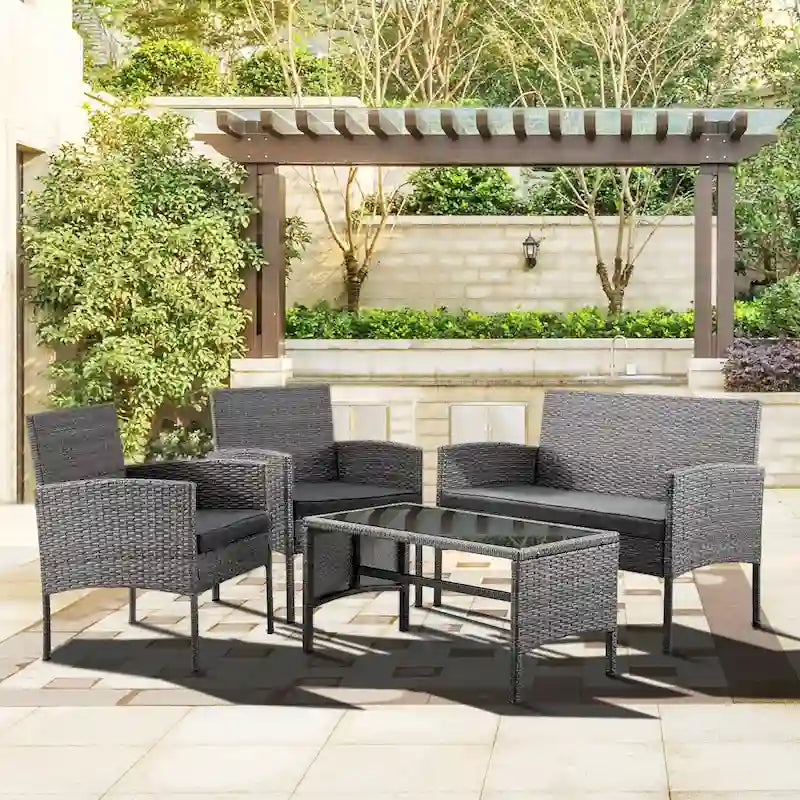 Outdoor Wicker Sectional Conversation Set (Set of 4) by Tappio - 40 W x 24.4 D x 30 H