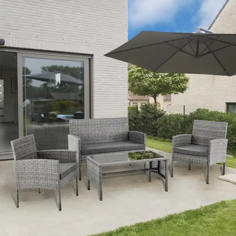 Outdoor Wicker Sectional Conversation Set (Set of 4) by Tappio - 40 W x 24.4 D x 30 H