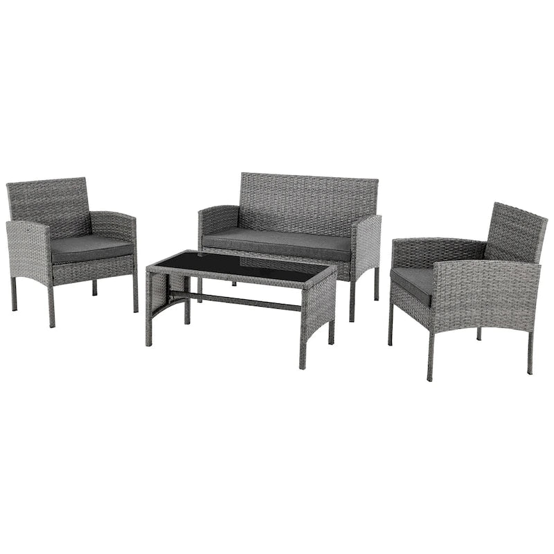 Outdoor Wicker Sectional Conversation Set (Set of 4) by Tappio - 40 W x 24.4 D x 30 H