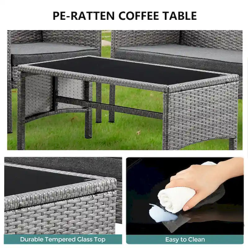 Outdoor Wicker Sectional Conversation Set (Set of 4) by Tappio - 40 W x 24.4 D x 30 H