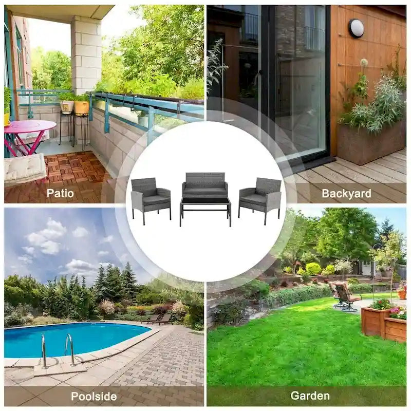 Outdoor Wicker Sectional Conversation Set (Set of 4) by Tappio - 40 W x 24.4 D x 30 H