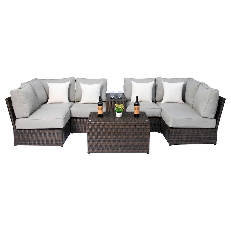 Lucca Cup Holder Table 8-piece Sectional Set by Living Source International