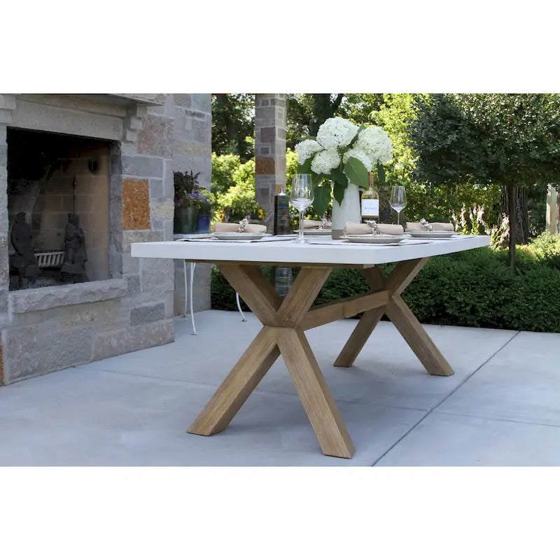 Cordelia 5-Piece Ivory Composite, Wheat Wicker and Eucalyptus Wash Rectangle Dining Set