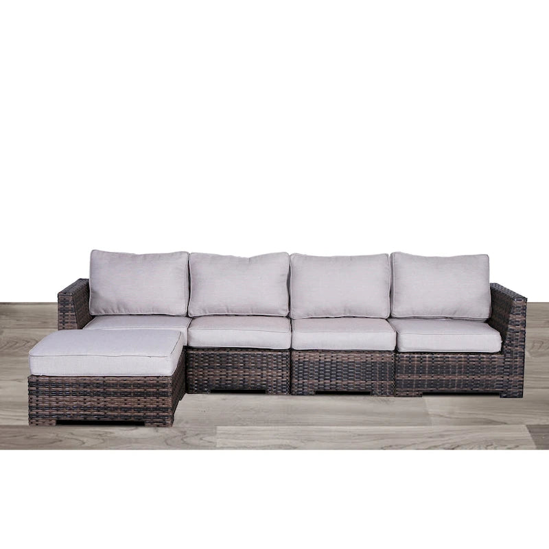 LSI 5 Piece Rattan Sectional Seating Group with Sunbrella Cushions