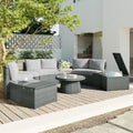 Abrihome 10-Piece Outdoor Sectional Half Round Patio Rattan Sofa Set,Light Gray
