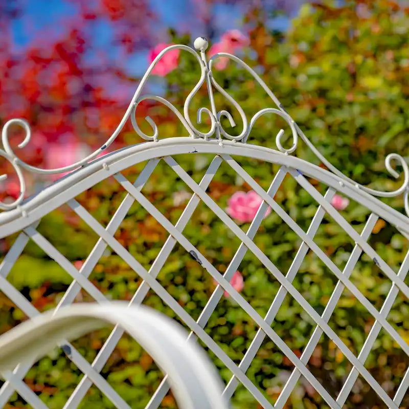 Iron Garden Bench  Stephania  in Antique White