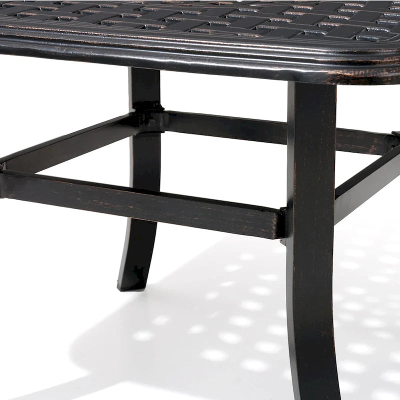 Pellebant Outdoor Square Cast Aluminum Small Table with Umbrella Hole - 24.02 Lx24.02 Wx17.52 H