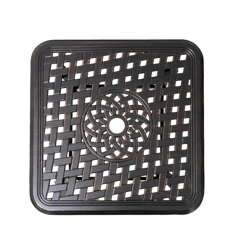 Pellebant Outdoor Square Cast Aluminum Small Table with Umbrella Hole - 24.02 Lx24.02 Wx17.52 H