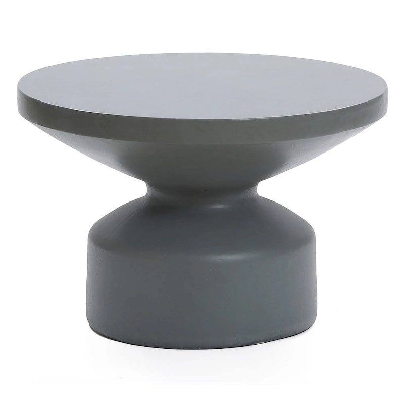 Grey MgO Round Coffee Table, Indoors and Outdoors - 16.14  H x 24.21  W x 24.21  D
