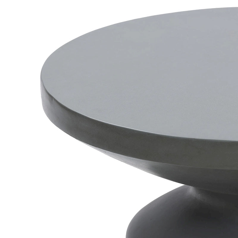 Grey MgO Round Coffee Table, Indoors and Outdoors - 16.14  H x 24.21  W x 24.21  D