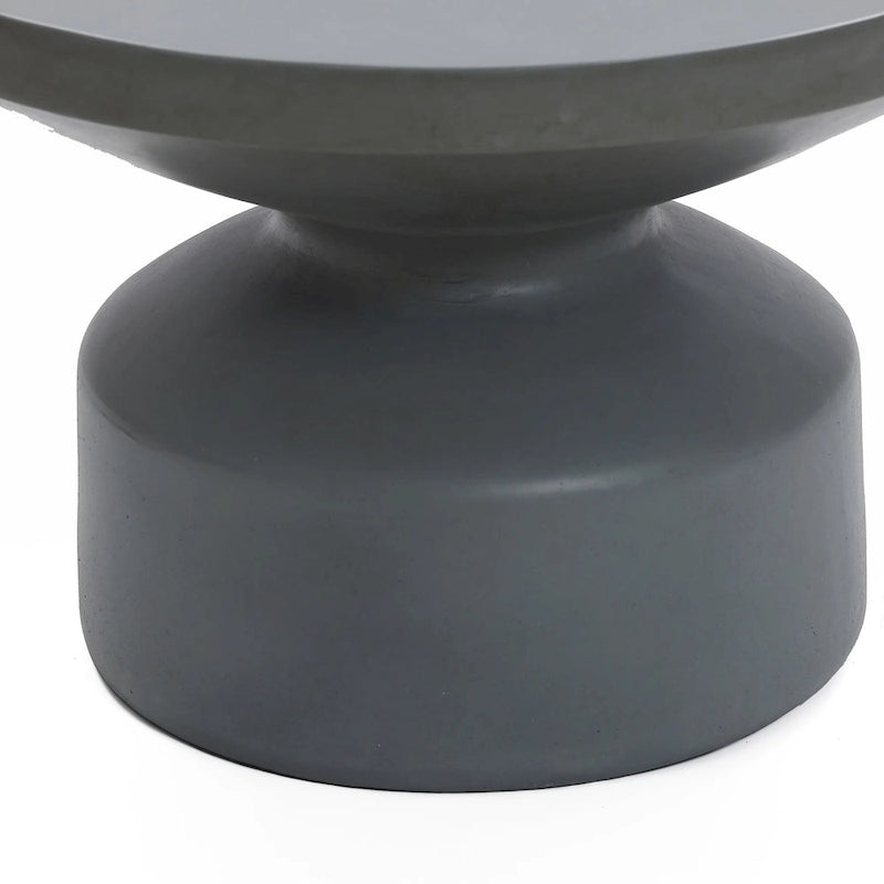 Grey MgO Round Coffee Table, Indoors and Outdoors - 16.14  H x 24.21  W x 24.21  D