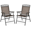 Set of 2 Patio Chairs Outdoor Folding Lawn Chairs with Steel Frame