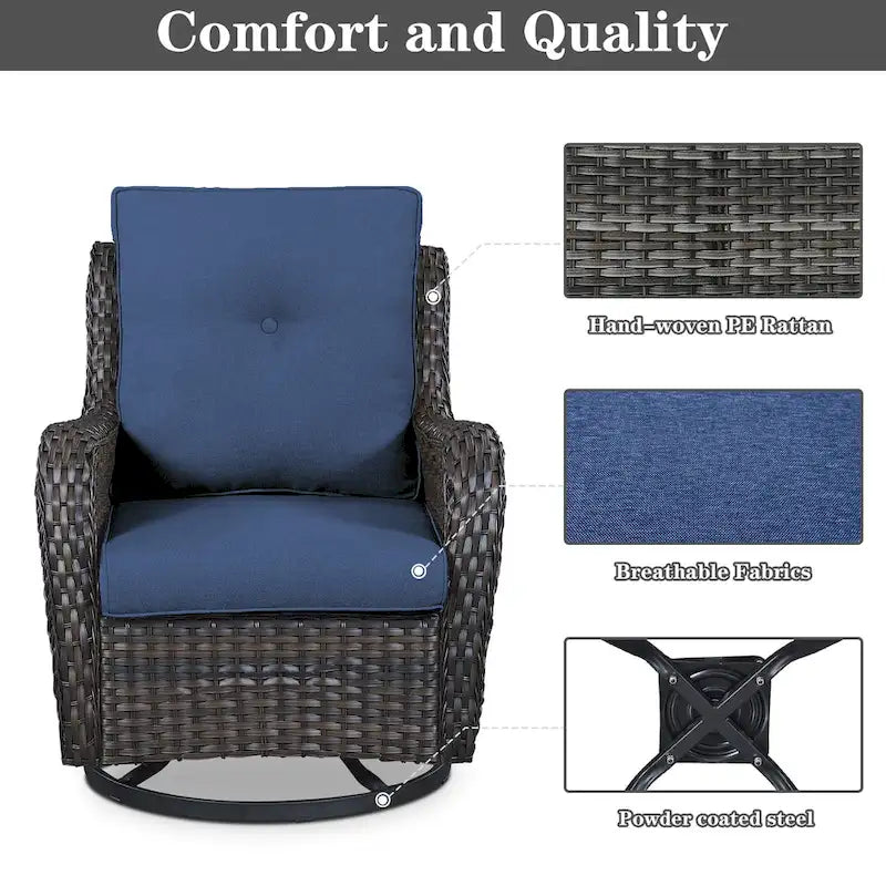 Outdoor Swivel Rocker Patio Chairs Set of 2 - Brown