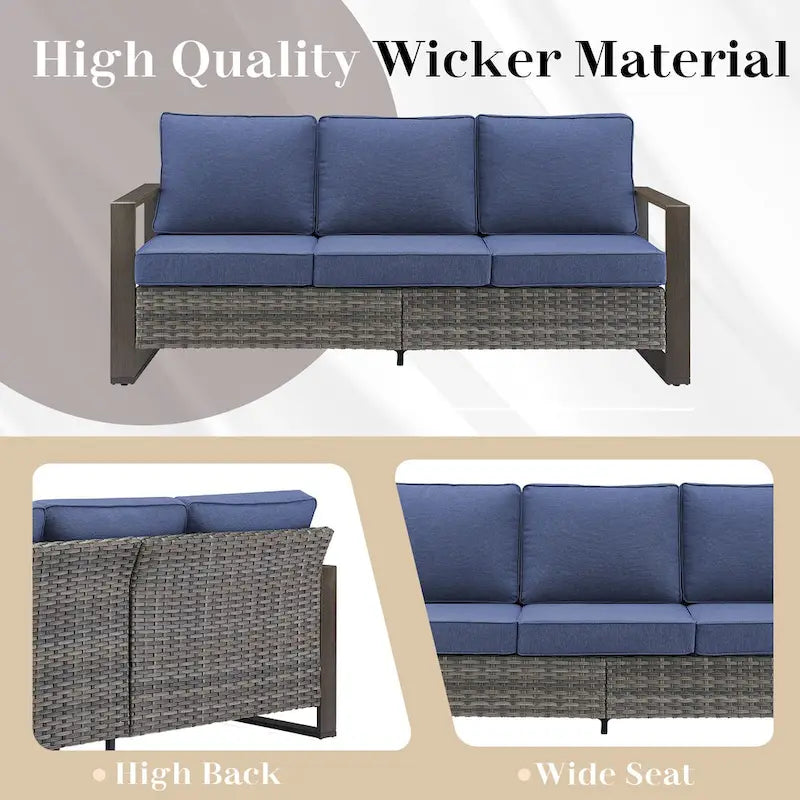 Patio Furniture Set Rattan Outdoor Sofa Chair - Grey