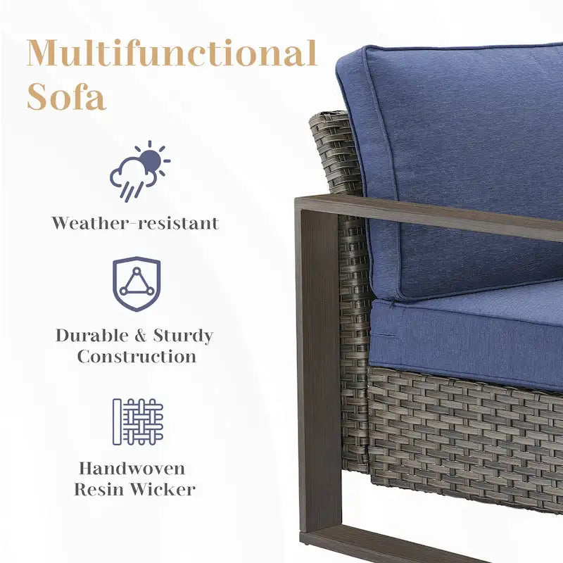 Patio Furniture Set Rattan Outdoor Sofa Chair - Grey