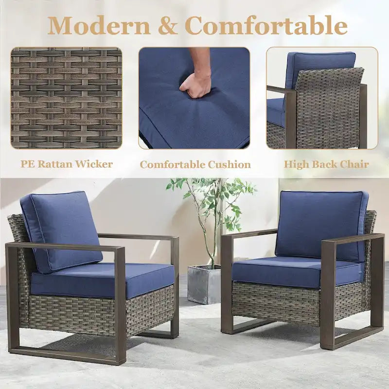 Patio Furniture Set Rattan Outdoor Sofa Chair - Grey