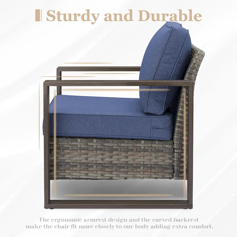 Patio Furniture Set Rattan Outdoor Sofa Chair - Grey