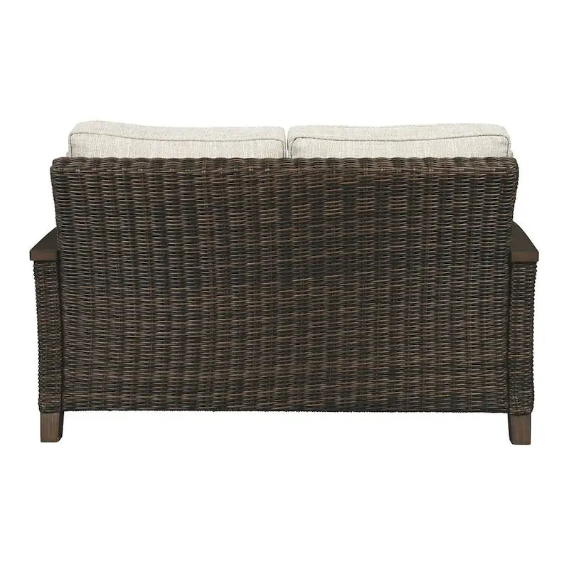 Paradise Trail Outdoor Loveseat with Cushion - Medium Brown - 58.5  W x 35.75  D x 38.25  H