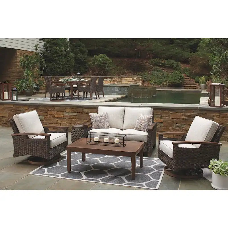 Paradise Trail Outdoor Loveseat with Cushion - Medium Brown - 58.5  W x 35.75  D x 38.25  H